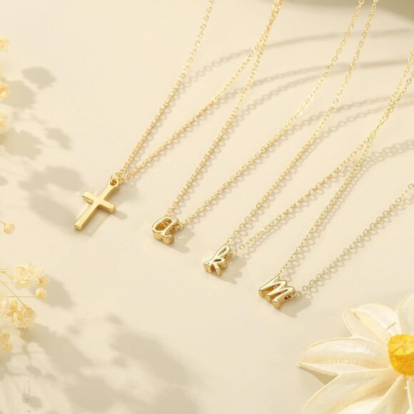Cross Necklace for Women Trendy - Gold Initial Letter Necklaces for Women, Perso - Picture 6 of 7